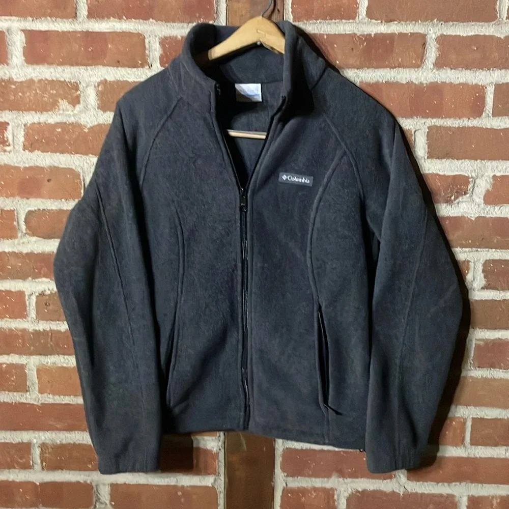 Columbia Womens Fleece Jacket Full Zip Pockets Mock Neck M petite - Picture 1 of 3